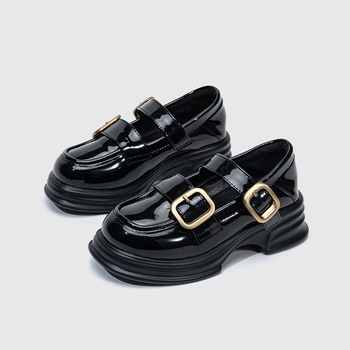 Κορίτσια Mary Jane loafers με χαμηλό πάνω μέρος, επάνω υλικό Super Fiber, εσωτερικό δέρμα, σόλα από καουτσούκ, αγκράφα — HEEMAKES