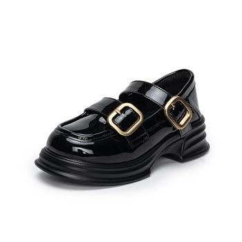 Κορίτσια Mary Jane loafers με χαμηλό πάνω μέρος, επάνω υλικό Super Fiber, εσωτερικό δέρμα, σόλα από καουτσούκ, αγκράφα — HEEMAKES