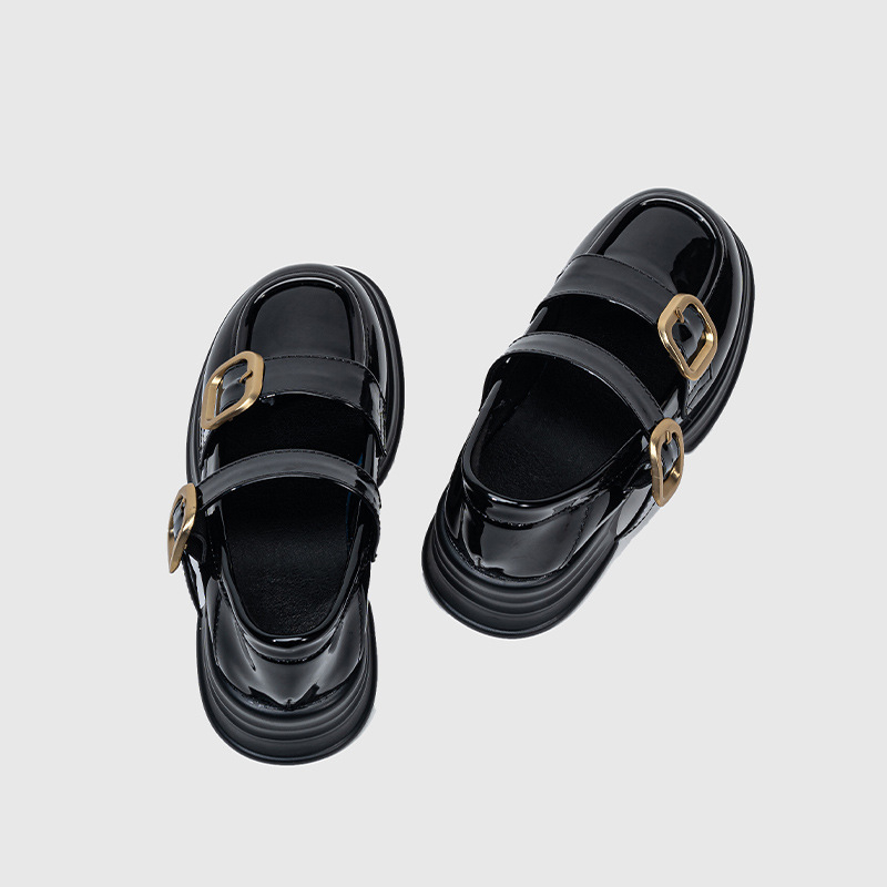 Κορίτσια Mary Jane loafers με χαμηλό πάνω μέρος, επάνω υλικό Super Fiber, εσωτερικό δέρμα, σόλα από καουτσούκ, αγκράφα — HEEMAKES