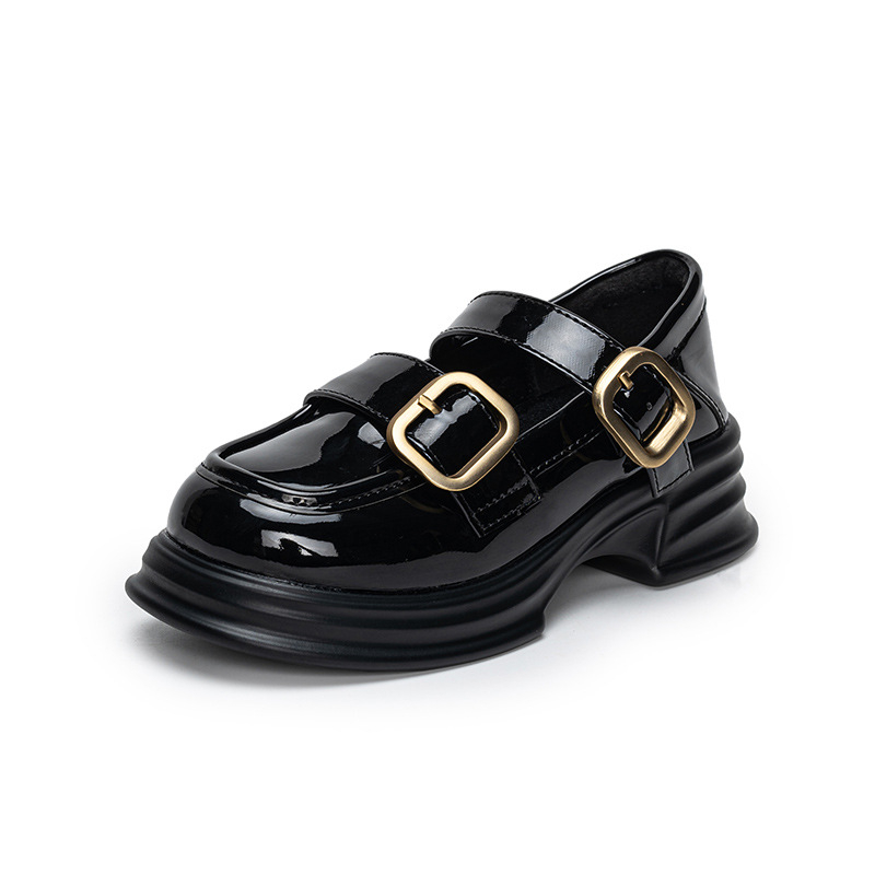 Κορίτσια Mary Jane loafers με χαμηλό πάνω μέρος, επάνω υλικό Super Fiber, εσωτερικό δέρμα, σόλα από καουτσούκ, αγκράφα — HEEMAKES