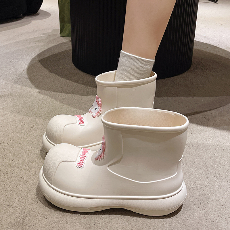 Sieviešu EVA lietus zābaki, viegli, ūdensnecaurlaidīgi, bez šņorēm, pretslidēšanas zole, papēža augstums 3–5 cm, rudens–ziema