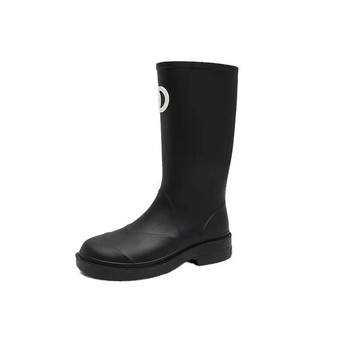 Cizme de ploaie pentru femei din PVC, gambă înaltă, toc mic 1–3 cm, slip-on, model litere