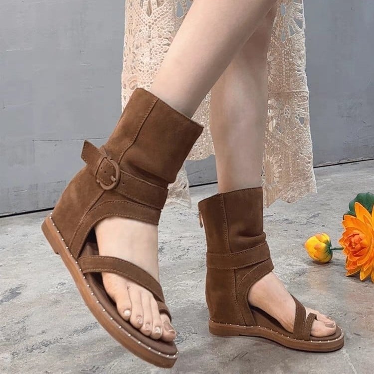 Sieviešu sandales ar Y-saiti, sānu rāvējslēdzējs, klinveidīgs papēdis, virsālrāmi: divu slāņu cūku āda, zole: liellopa cīpsla, apaļa purngala