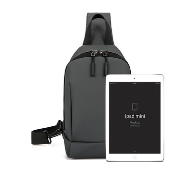 Geantă de piept pentru bărbați, material membrană din piele, stil urban minimalist, design monocrom, funcție de reducere a sarcinii, vară 2023