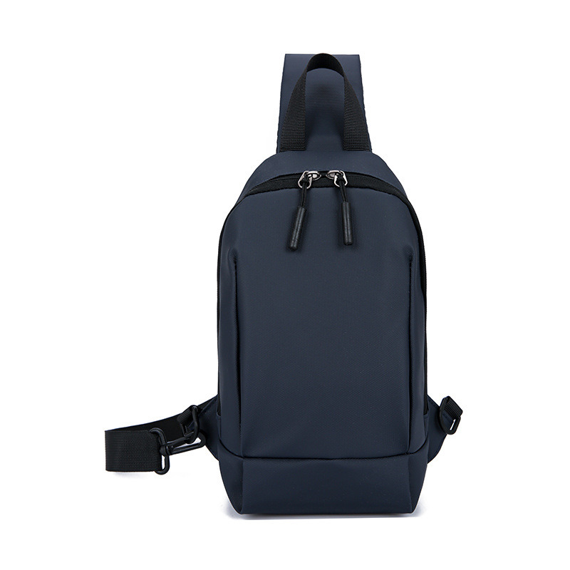 Geantă de piept pentru bărbați, material membrană din piele, stil urban minimalist, design monocrom, funcție de reducere a sarcinii, vară 2023