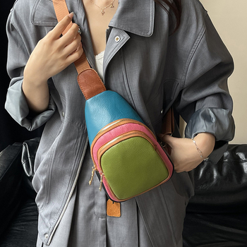 Γυναικεία τσάντα crossbody από γνήσιο δέρμα, δέρμα πρώτου στρώματος βοοειδών, σχέδιο με πολλαπλές θήκες, κλείσιμο με φερμουάρ, εσωτερική θήκη με φερμουάρ και πολυεστερική επένδυση