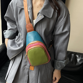 Γυναικεία τσάντα crossbody από γνήσιο δέρμα, δέρμα πρώτου στρώματος βοοειδών, σχέδιο με πολλαπλές θήκες, κλείσιμο με φερμουάρ, εσωτερική θήκη με φερμουάρ και πολυεστερική επένδυση