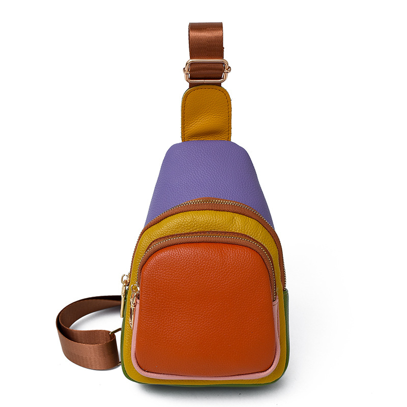 Γυναικεία τσάντα crossbody από γνήσιο δέρμα, δέρμα πρώτου στρώματος βοοειδών, σχέδιο με πολλαπλές θήκες, κλείσιμο με φερμουάρ, εσωτερική θήκη με φερμουάρ και πολυεστερική επένδυση