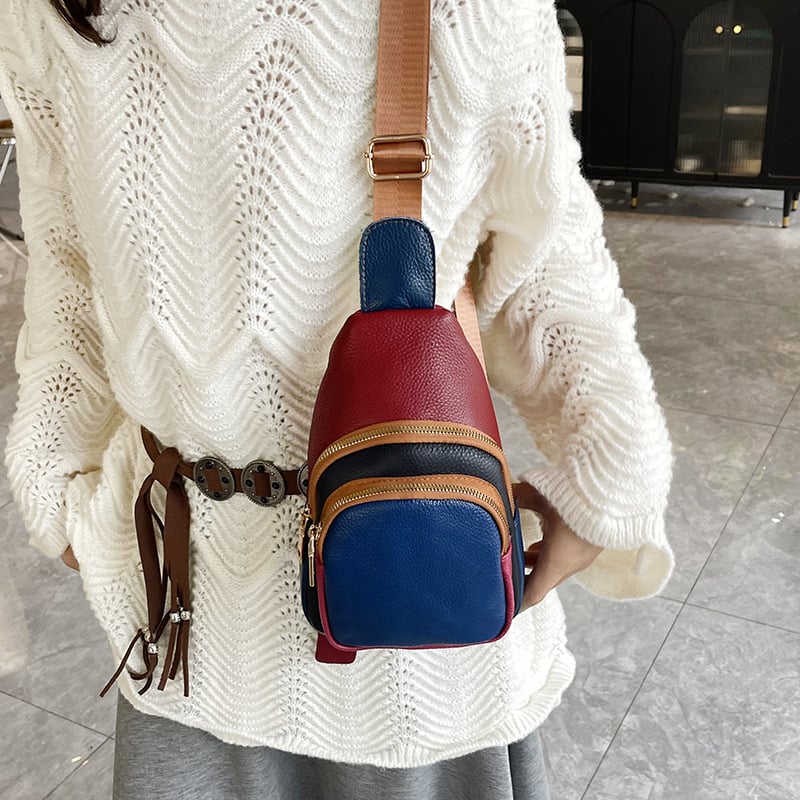 Γυναικεία τσάντα crossbody από γνήσιο δέρμα, δέρμα πρώτου στρώματος βοοειδών, σχέδιο με πολλαπλές θήκες, κλείσιμο με φερμουάρ, εσωτερική θήκη με φερμουάρ και πολυεστερική επένδυση
