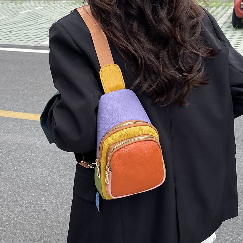 Γυναικεία τσάντα crossbody από γνήσιο δέρμα, δέρμα πρώτου στρώματος βοοειδών, σχέδιο με πολλαπλές θήκες, κλείσιμο με φερμουάρ, εσωτερική θήκη με φερμουάρ και πολυεστερική επένδυση