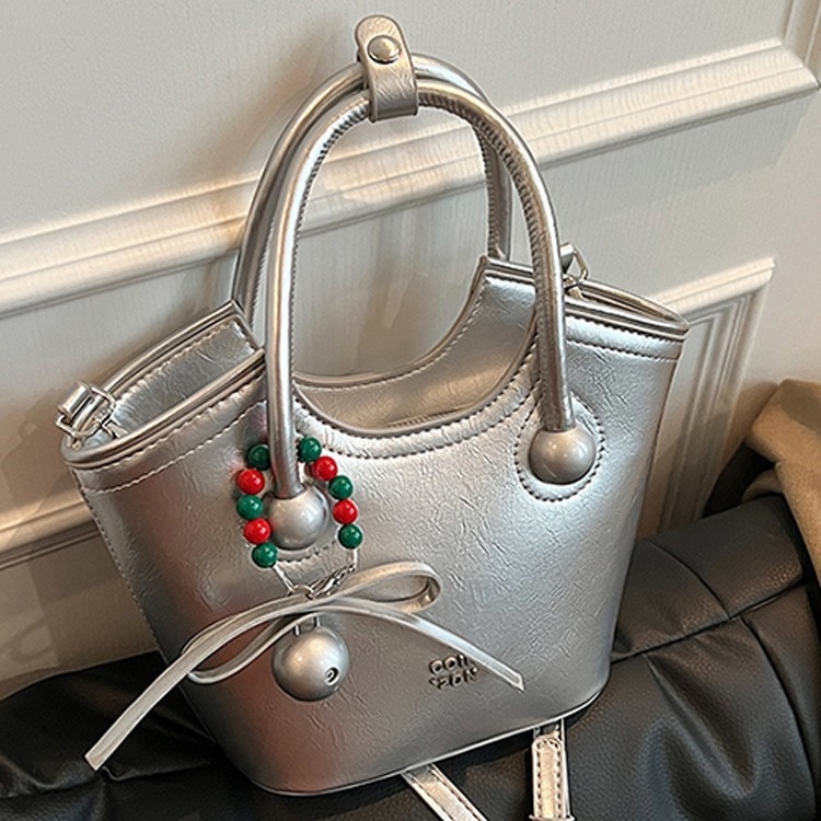 PU materjalist bucket kott, linnaliku lihtne stiil, tõmblukuga suletud, polüestervooder, sisemine zip-kott ja identifikatsiooni kott