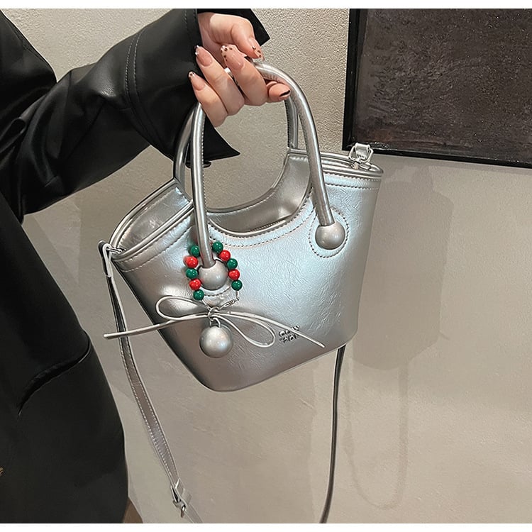 PU materjalist bucket kott, linnaliku lihtne stiil, tõmblukuga suletud, polüestervooder, sisemine zip-kott ja identifikatsiooni kott