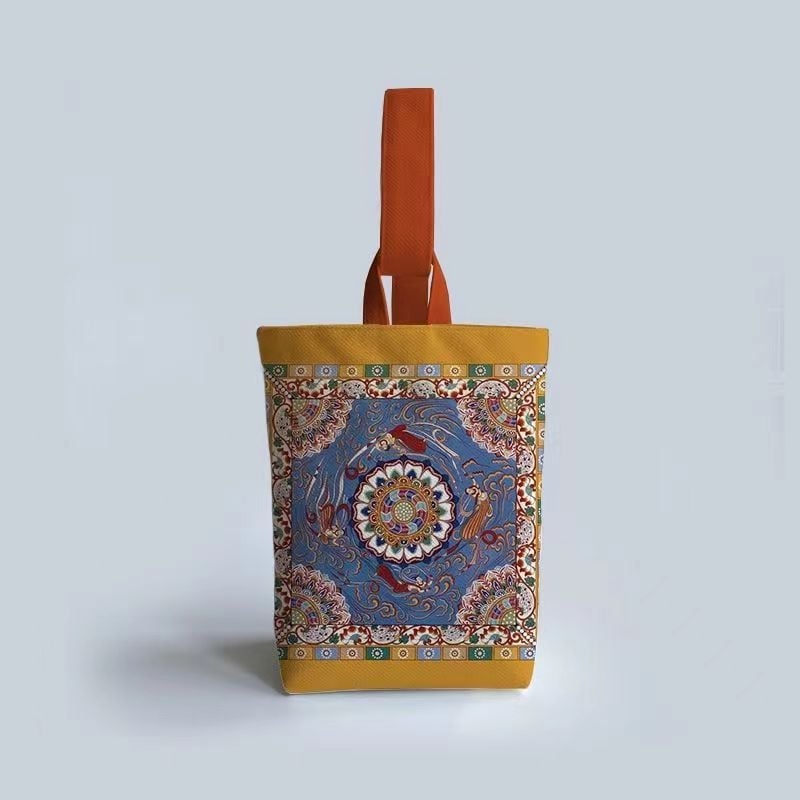 Bucket torba u kineskom stilu Dunhuang Apsara, od Oxford platna, srednje veličine, nošenje u ruci, retro nacionalni stil mode