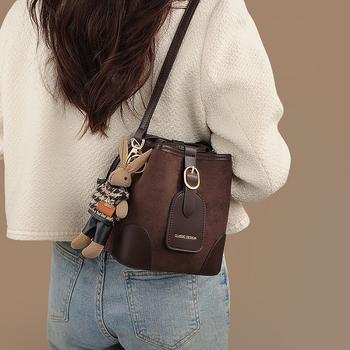 Bucket bag Seammar — geantă de damă din piele sintetică, stil street, închidere cu fermoar, buzunar interior pentru documente