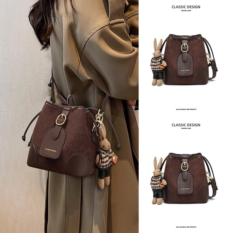 Bucket bag Seammar — geantă de damă din piele sintetică, stil street, închidere cu fermoar, buzunar interior pentru documente