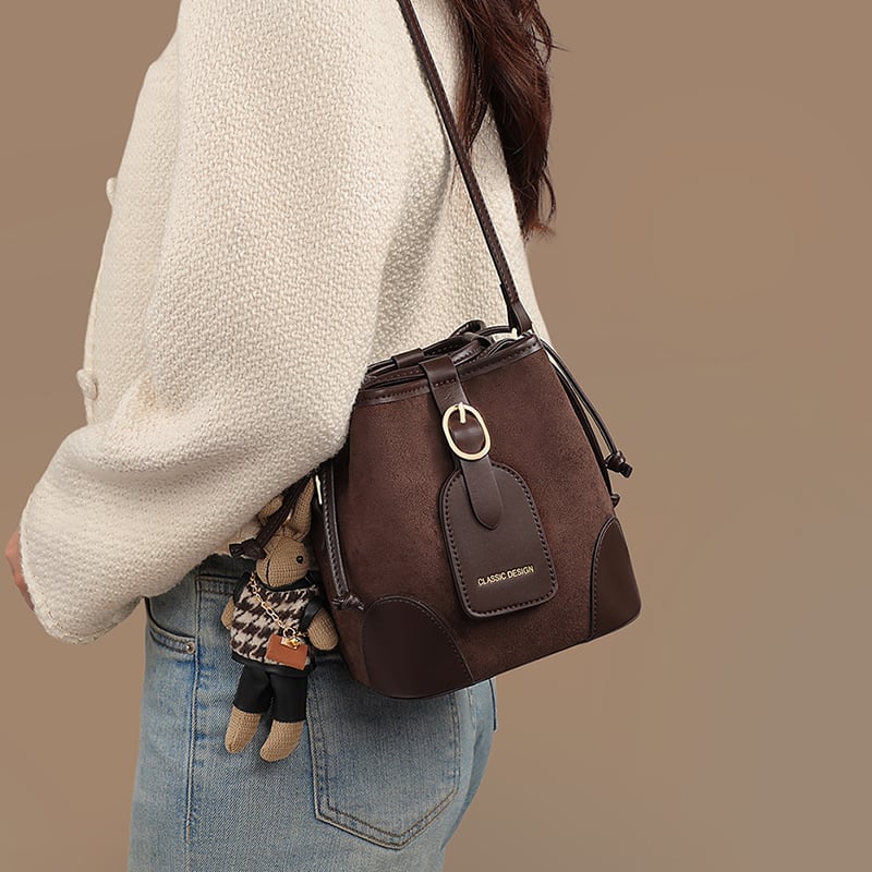 Bucket bag Seammar — geantă de damă din piele sintetică, stil street, închidere cu fermoar, buzunar interior pentru documente