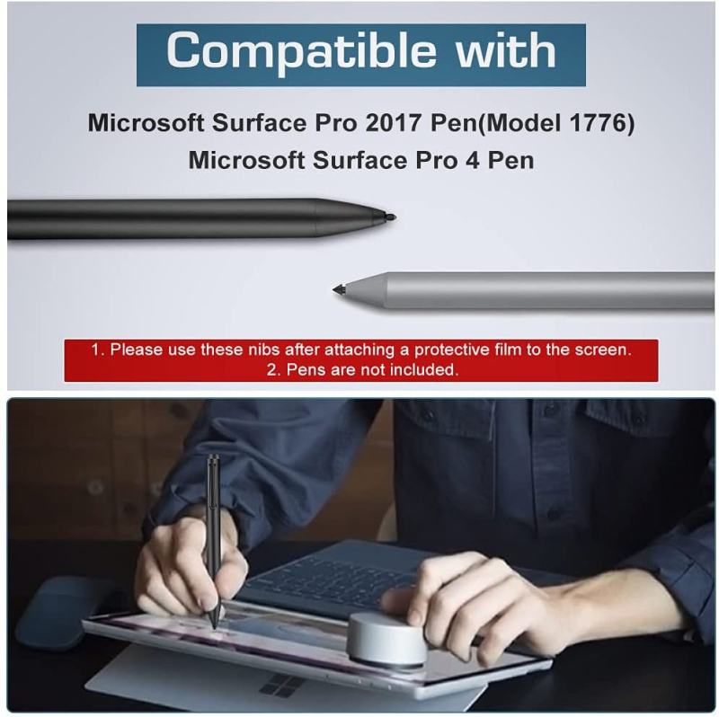 Σετ άκρων γραφίδας Surface με Pro5 nib, περίβλημα από σιλικόνη, αντι-άγγιγμα, συμβατό με Microsoft Surface Pro4/5/6/7/Book ProX, Keite