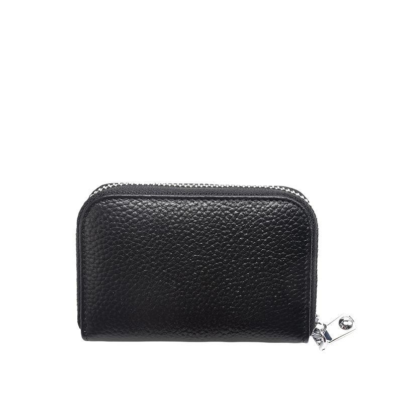 Κάρτο-πορτοφόλι από γνήσιο δέρμα με προστασία RFID, αντικλοπή, με φερμουάρ, Unisex, πολυλειτουργικός οργανωτής ακκορντιόν