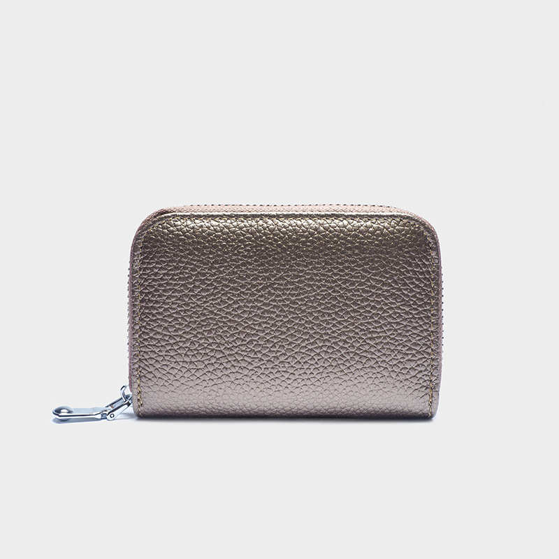 Κάρτο-πορτοφόλι από γνήσιο δέρμα με προστασία RFID, αντικλοπή, με φερμουάρ, Unisex, πολυλειτουργικός οργανωτής ακκορντιόν