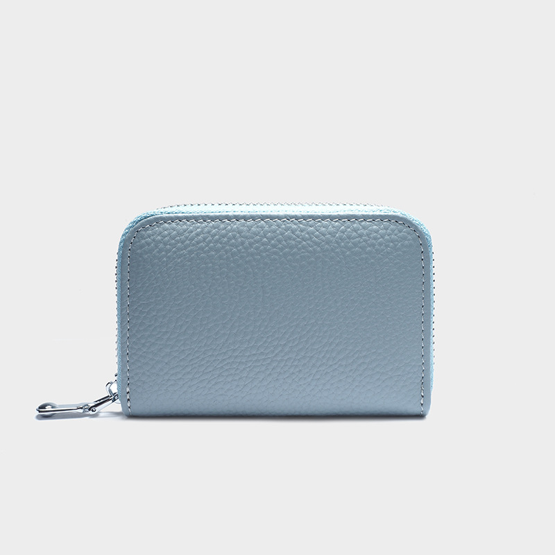 Κάρτο-πορτοφόλι από γνήσιο δέρμα με προστασία RFID, αντικλοπή, με φερμουάρ, Unisex, πολυλειτουργικός οργανωτής ακκορντιόν