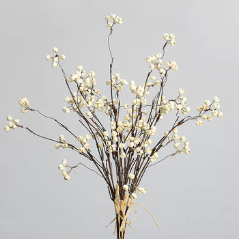 Buchet cu fructe simulate tung și flori uscate; materiale: bule, flori uscate, adeziv moale, sârmă; croială: semi manuală și semi mecanică; soiuri: ginkgo mic, fruct umbrelă