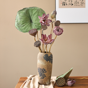 Букет сушени лотосови цветя за холна декорация, дзен стил, боядисани сушени цветя, код на продукта 12345678, категория Друго