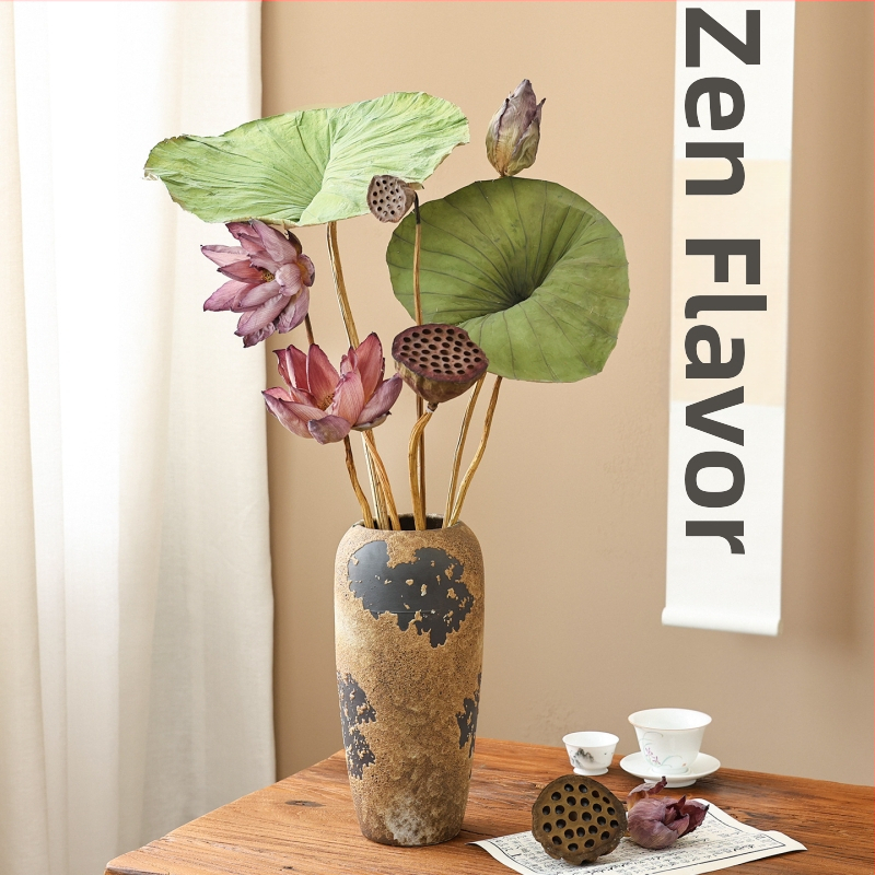 Lotusest kuivatatud lillebukett elutoa dekoratsiooniks, zen-stiilis dekoreerimine, värvitud kuivatatud lilled, tootekood 12345678, kategooria Muu