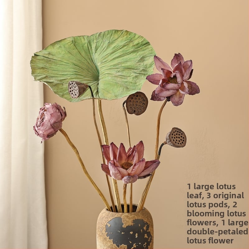 Букет сушени лотосови цветя за холна декорация, дзен стил, боядисани сушени цветя, код на продукта 12345678, категория Друго