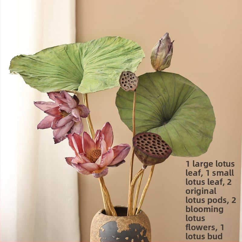 Букет сушени лотосови цветя за холна декорация, дзен стил, боядисани сушени цветя, код на продукта 12345678, категория Друго