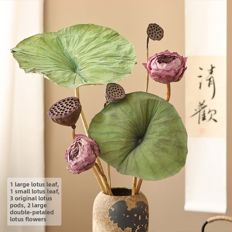Букет сушени лотосови цветя за холна декорация, дзен стил, боядисани сушени цветя, код на продукта 12345678, категория Друго