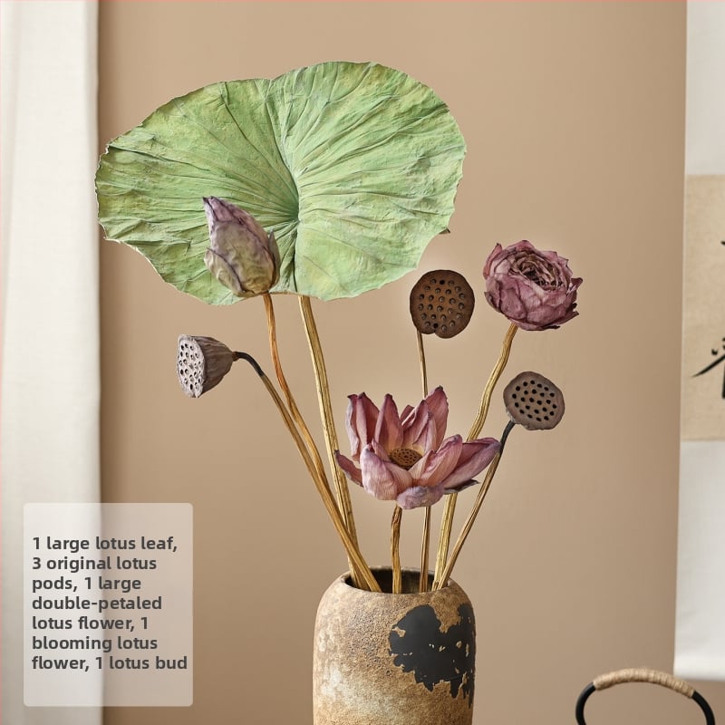 Букет сушени лотосови цветя за холна декорация, дзен стил, боядисани сушени цветя, код на продукта 12345678, категория Друго