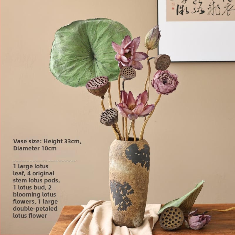 Букет сушени лотосови цветя за холна декорация, дзен стил, боядисани сушени цветя, код на продукта 12345678, категория Друго