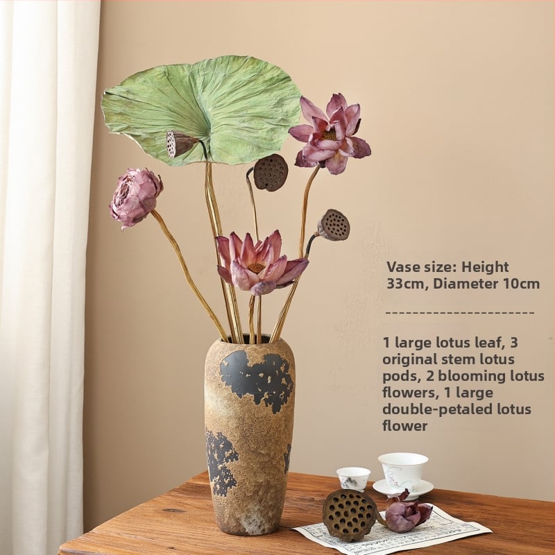 Букет сушени лотосови цветя за холна декорация, дзен стил, боядисани сушени цветя, код на продукта 12345678, категория Друго