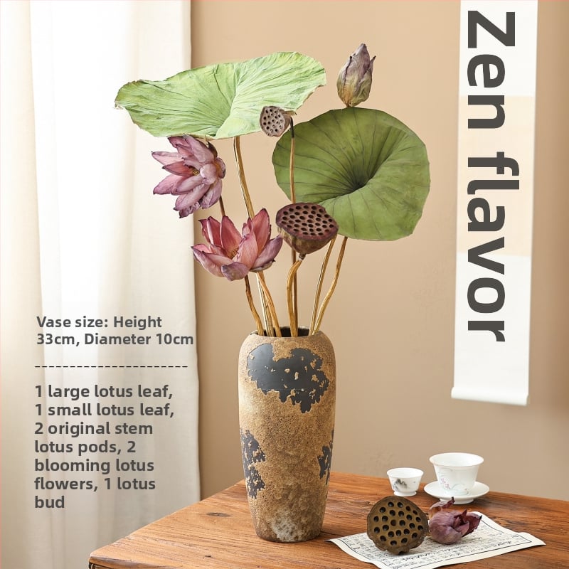 Букет сушени лотосови цветя за холна декорация, дзен стил, боядисани сушени цветя, код на продукта 12345678, категория Друго