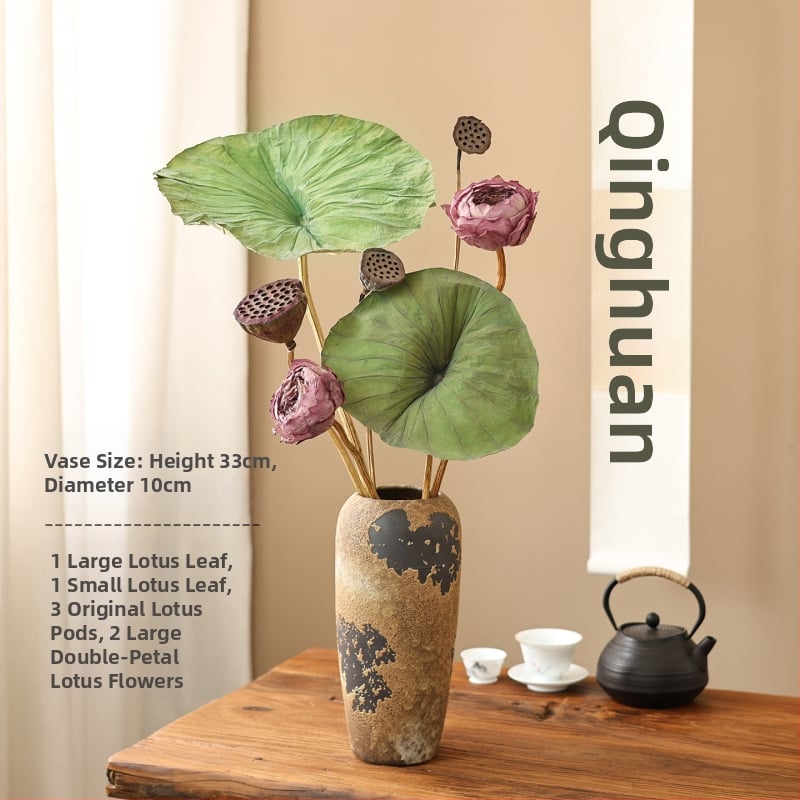 Букет сушени лотосови цветя за холна декорация, дзен стил, боядисани сушени цветя, код на продукта 12345678, категория Друго