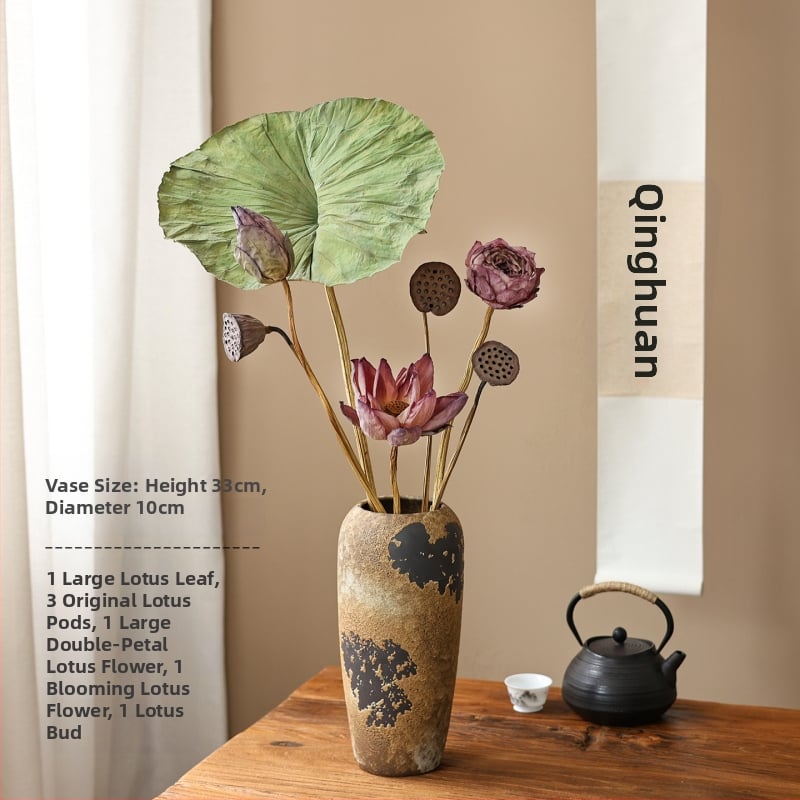 Букет сушени лотосови цветя за холна декорация, дзен стил, боядисани сушени цветя, код на продукта 12345678, категория Друго