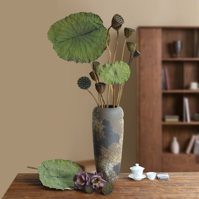 Букет сушени лотосови цветя за холна декорация, дзен стил, боядисани сушени цветя, код на продукта 12345678, категория Друго