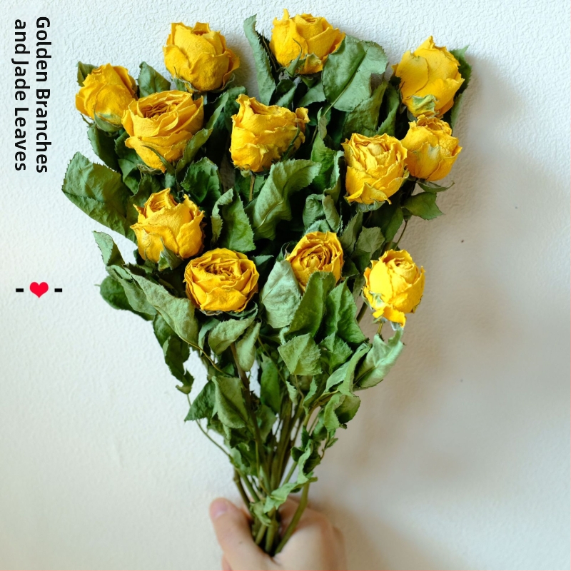 Клонки рози – сушени рози със листни жилки – за букет – опаковка картон – марка Spring keeps flowers