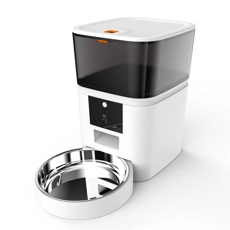Automatska pametna hranilica s vremenskim i količinskim doziranjima, Wi-Fi upravljanje putem aplikacije, kapacitet 6 L, dvostruke posude za mačke i pse, izvadiva tacna