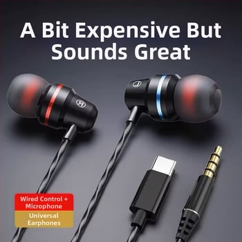 Kabelinės Lavalier ausinės į ausį su apvalios angos jungtimi ir įmontuotu mikrofonu – suderinama su Xiaomi ir Huawei