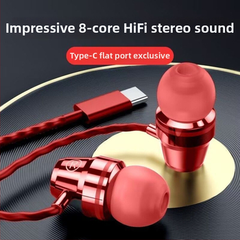 Kabelinės Lavalier ausinės į ausį su apvalios angos jungtimi ir įmontuotu mikrofonu – suderinama su Xiaomi ir Huawei