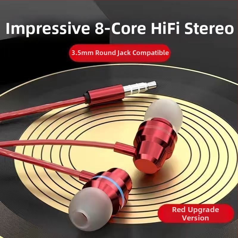 Kabelinės Lavalier ausinės į ausį su apvalios angos jungtimi ir įmontuotu mikrofonu – suderinama su Xiaomi ir Huawei