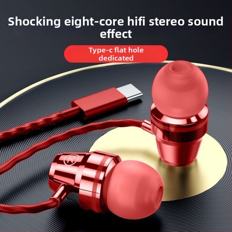 Kabelinės Lavalier ausinės į ausį su apvalios angos jungtimi ir įmontuotu mikrofonu – suderinama su Xiaomi ir Huawei