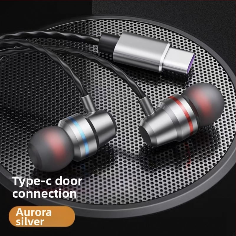 Kabelinės Lavalier ausinės į ausį su apvalios angos jungtimi ir įmontuotu mikrofonu – suderinama su Xiaomi ir Huawei