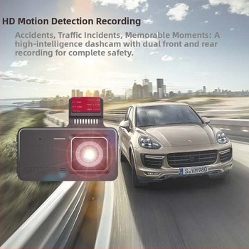 Automobilio dash cam su priekinės ir galinės dvigubos lęšiais, 1080p, 170° platus kampas, automatinis kilpinis įrašymas, palaiko TF kortelę iki 64GB