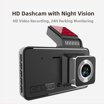 Automobilio dash cam su priekinės ir galinės dvigubos lęšiais, 1080p, 170° platus kampas, automatinis kilpinis įrašymas, palaiko TF kortelę iki 64GB