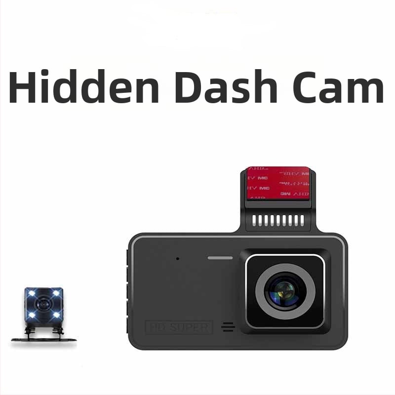 Automobilio dash cam su priekinės ir galinės dvigubos lęšiais, 1080p, 170° platus kampas, automatinis kilpinis įrašymas, palaiko TF kortelę iki 64GB