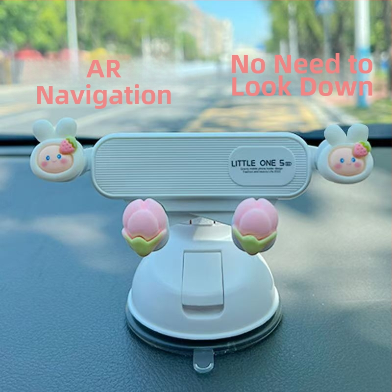 Automobilio telefono laikiklis su siurbimo gaubtuvu ant prietaisų skydelio, universalus, nereikalauja įkrovimo, karikatūros dizainas