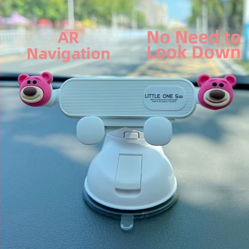 Automobilio telefono laikiklis su siurbimo gaubtuvu ant prietaisų skydelio, universalus, nereikalauja įkrovimo, karikatūros dizainas