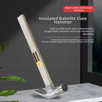 Kandžinis plaktukas su izoliuota rankena, neslystantis laikiklis, magnetas nagų išėmimui, kompaktiškas staliaus plaktukas, aukštos anglies plieno galva